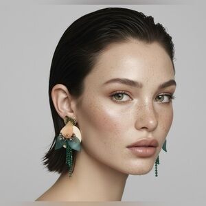 Handcrafted Wood Floral Statement Earrings
